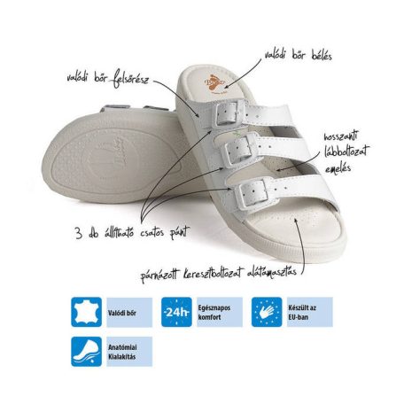 Batz női papucs-3BCS Fehér