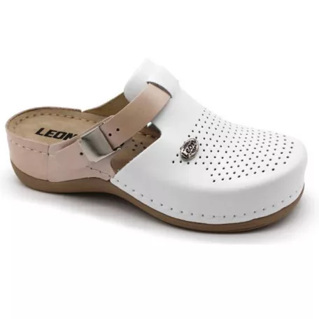 Leon Comfort női papucs-901 Fehér/Púder