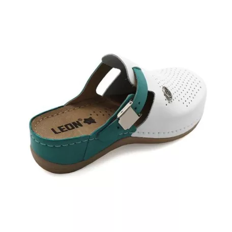 Leon Comfort női papucs-901 Fehér/Türkiz