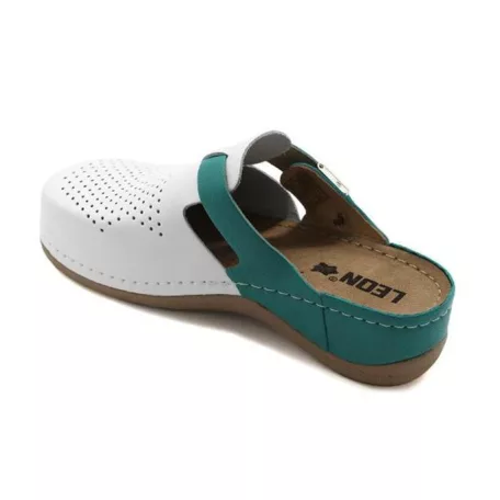 Leon Comfort női papucs-901 Fehér/Türkiz