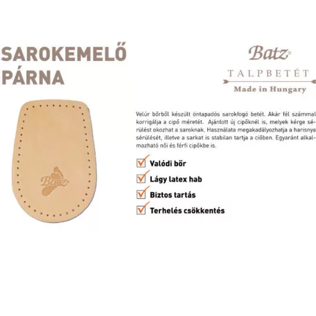 Batz talp betét unisex Talpbetét-955 Sarokemelő párna