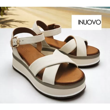 Inuovo női szandál-A98018 Crema