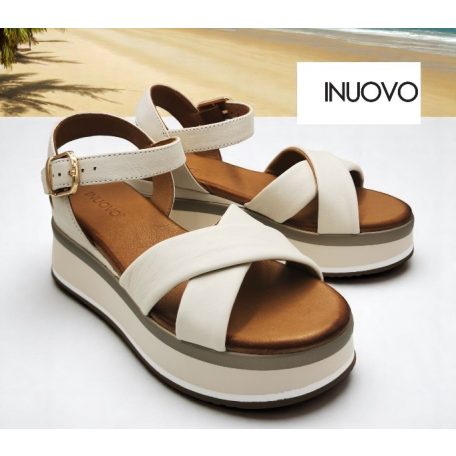 Inuovo női szandál-A98018 Crema