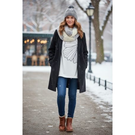 Key Fashion női pulóver-M25781P-feher