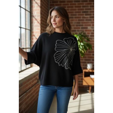 Key Fashion női pulóver-M25781P-fekete