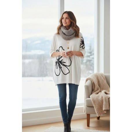 Key Fashion női pulóver-M25972P-feher