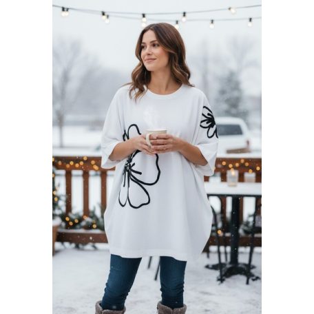 Key Fashion női pulóver-M25972P-feher