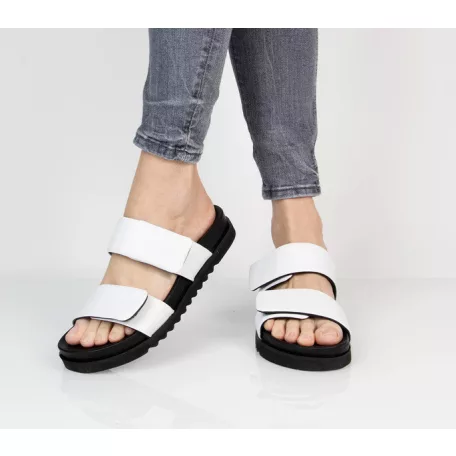 Batz Női Papucs-Mia Fehér Fekete